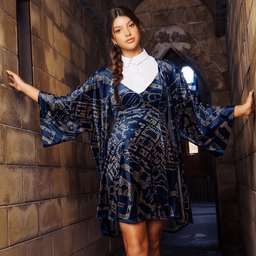 MARAUDERS MAP NAVY VELVET MINI STRAPPY DRESS - LIMITED Size XS